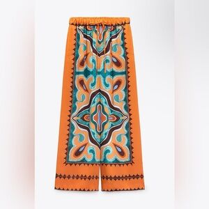 Orange and Teal Patterned Women's Pants and top set